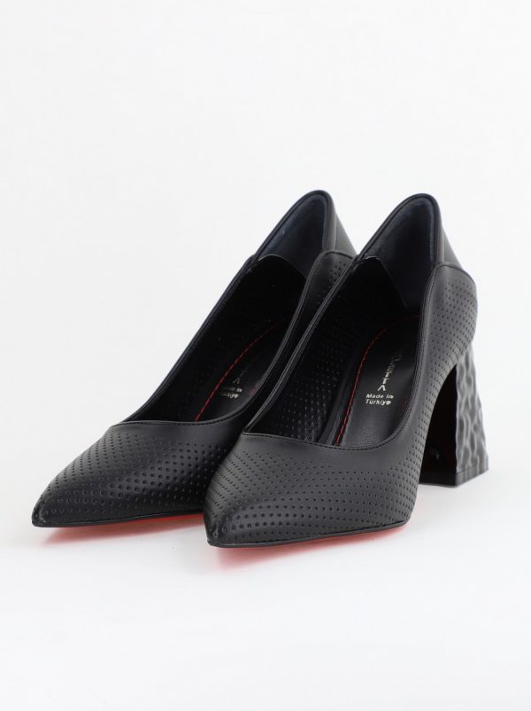 Pantofi Dama Toc Piele Ecologica cu perforații negru mat (BS2005D2404013) 120