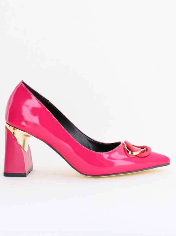Pantofi pentru femei cu toc gros din piele ecologică în nuanța roz fuchsia (BS300AY2404167) 128