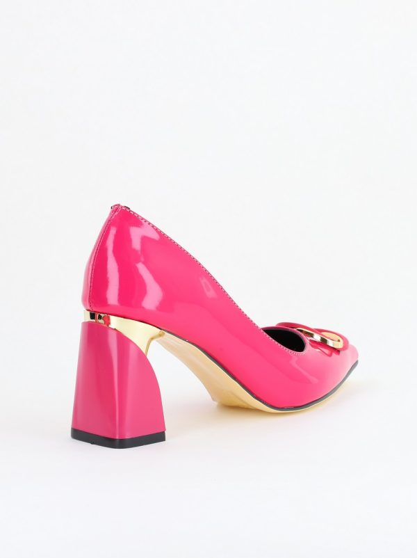 Pantofi pentru femei cu toc gros din piele ecologică în nuanța roz fuchsia (BS300AY2404167) 130