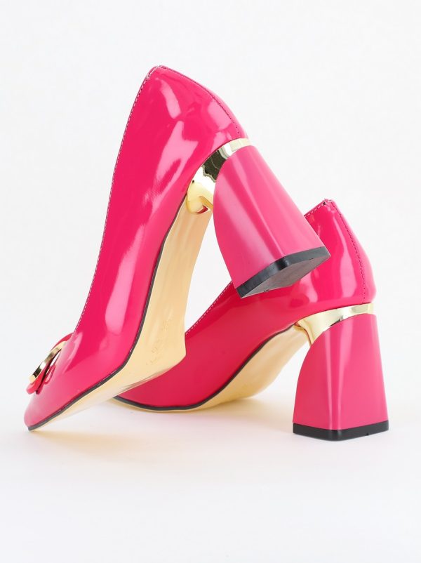 Pantofi pentru femei cu toc gros din piele ecologică în nuanța roz fuchsia (BS300AY2404167) 122