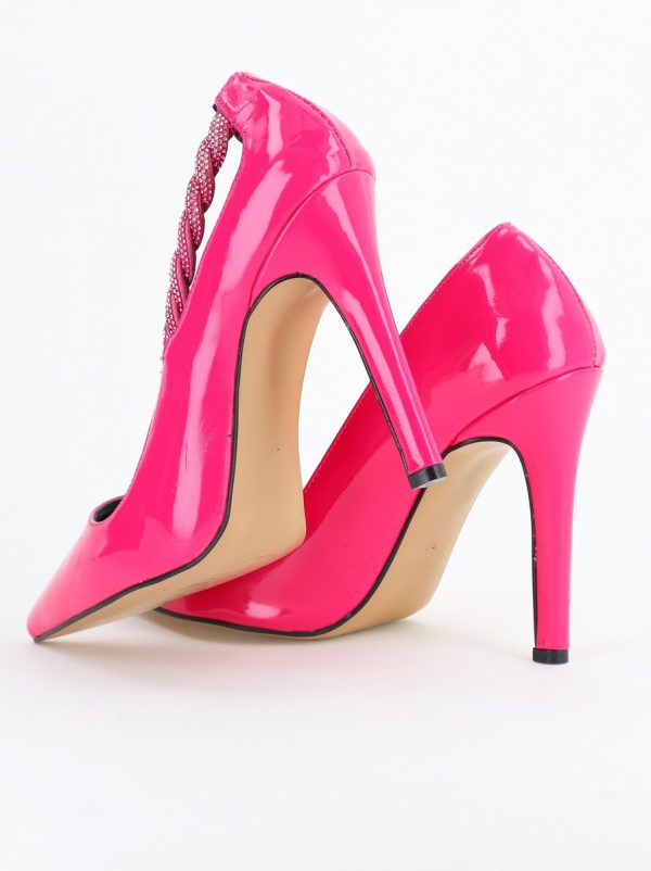 Pantofi Stiletto Damă cu Toc din Piele Ecologică cu pietricele impletite Fuchsia (BS505AY2404024) 120