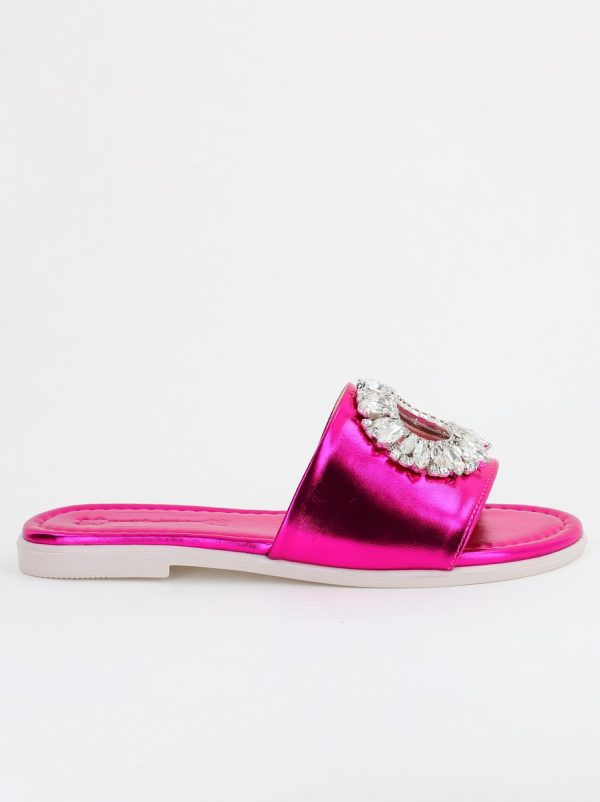 Saboți fără Toc cu pietricele din Piele Ecologica fuchsia metalic (BS141TR2404090) 124