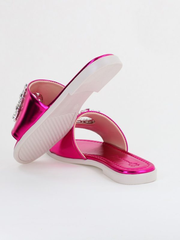 Saboți fără Toc cu pietricele din Piele Ecologica fuchsia metalic (BS141TR2404090) 122