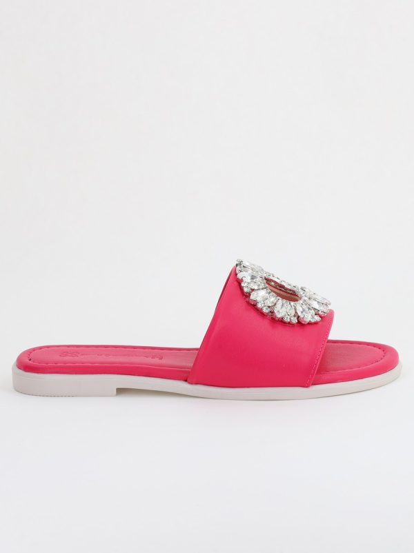Saboți fără Toc cu pietricele din Piele Ecologica fuchsia (BS141TR2404098) 124