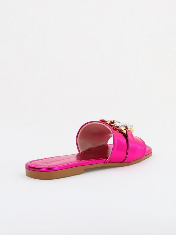 Saboți fără Toc cu pietricele din Piele Ecologica Fuchsia Metalic (BS608TR2404107) 125