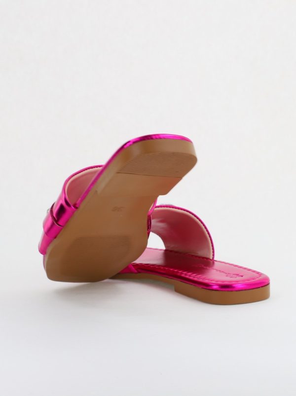 Saboți fără Toc cu pietricele din Piele Ecologica Fuchsia Metalic (BS608TR2404107) 126