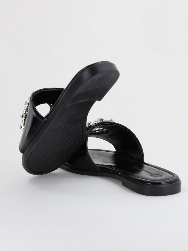 Saboți fără Toc cu pietricele din Piele Ecologica Negru Lucios (BS141TR2404100) 122