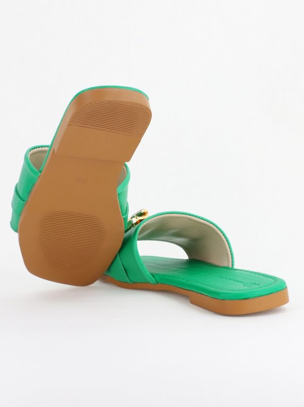 Saboți fără Toc cu pietricele din Piele Ecologica Verde Mat (BS608TR2404102) 122