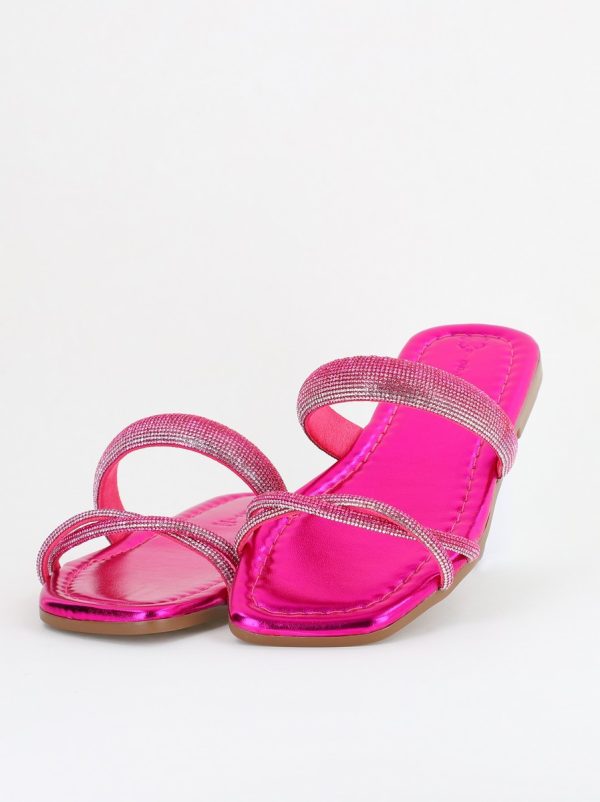 Saboți fără toc cu pietricele Piele Ecologica fuchsia (BS601TR2403887) 120