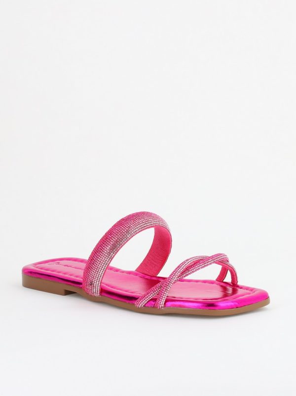 Incaltaminte Dama - Saboți fără toc cu pietricele Piele Ecologica fuchsia (BS601TR2403887)