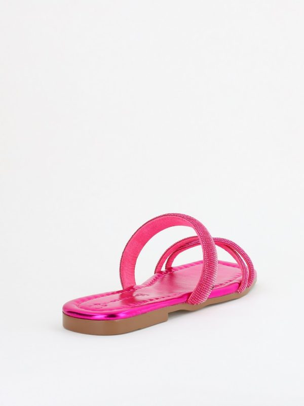 Saboți fără toc cu pietricele Piele Ecologica fuchsia (BS601TR2403887) 125