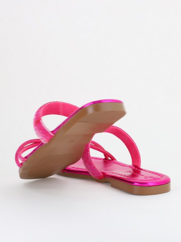 Saboți fără toc cu pietricele Piele Ecologica fuchsia (BS601TR2403887) 122