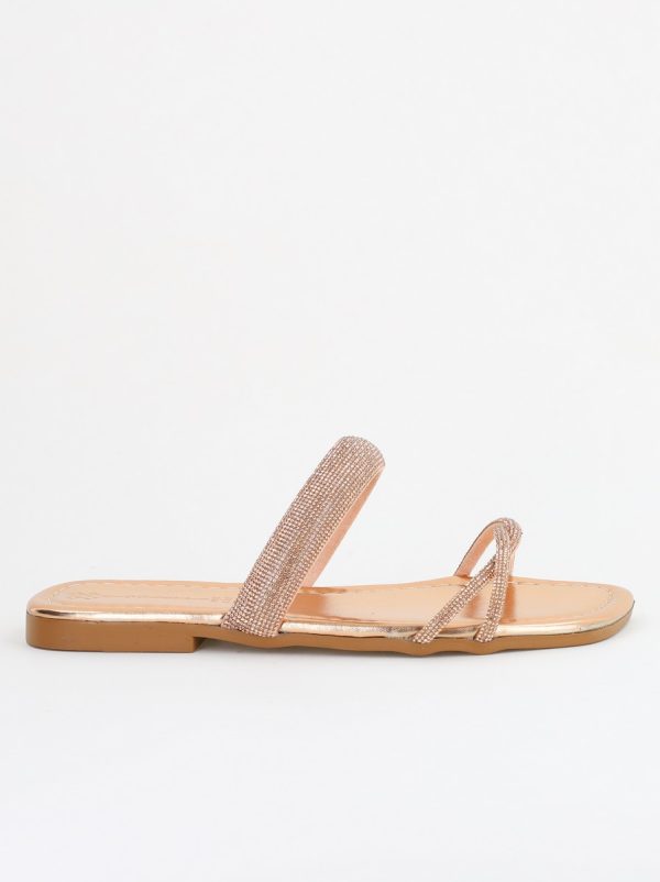 Saboți fără toc cu pietricele Piele Ecologica Champagne (BS601TR2403889) 123