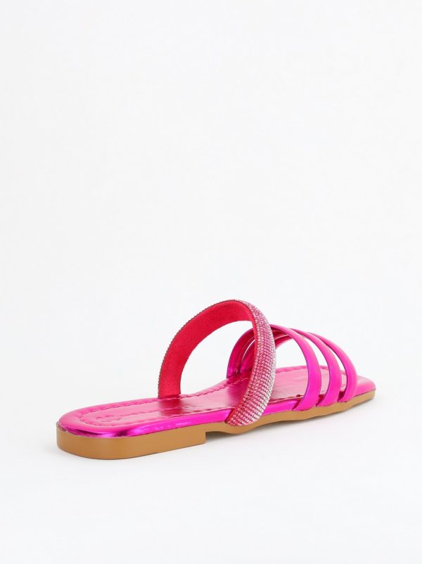 Saboți fără toc cu pietricele Piele Ecologica fuchsia metalic (BS621TR2404056) 124