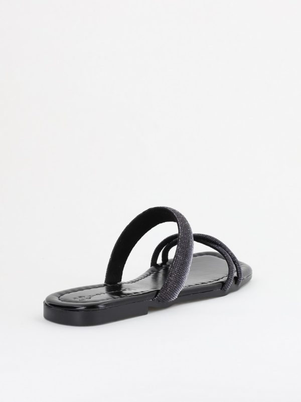 Saboți fără toc cu pietricele Piele Ecologica Negri (BS601TR2403888) 126