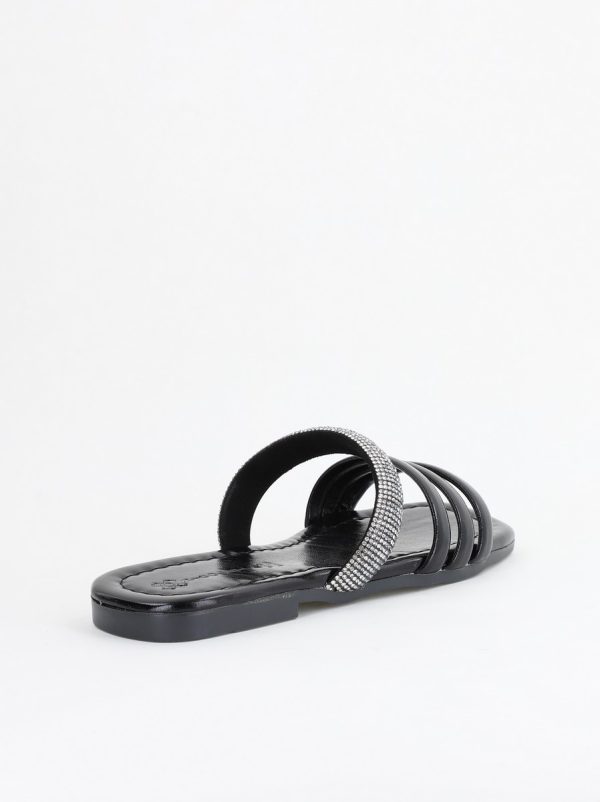 Saboți fără toc cu pietricele Piele Ecologica negru metalic (BS621TR2404059) 124