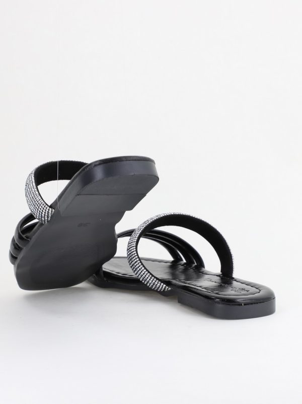 Saboți fără toc cu pietricele Piele Ecologica negru metalic (BS621TR2404059) 125