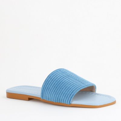 Saboți fără Toc din Piele Eco cu aspect catifea Albastru (BS615TR2404047)