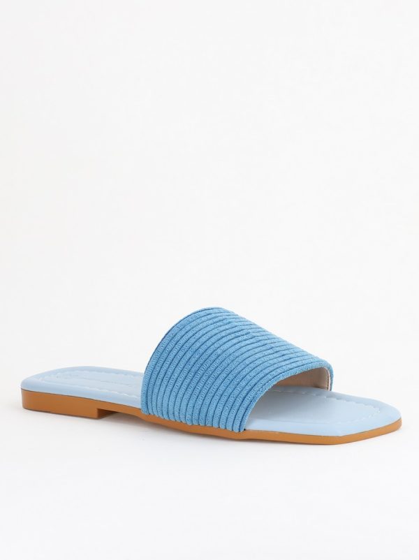 Incaltaminte Dama - Saboți fără Toc din Piele Eco cu aspect catifea Albastru (BS615TR2404047)