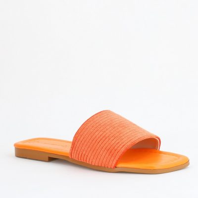Saboți fără Toc din Piele Eco cu aspect catifea portocaliu (BS615TR2404046)