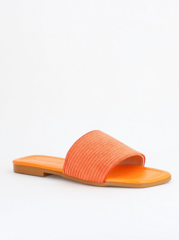 Incaltaminte Dama - Saboți fără Toc din Piele Eco cu aspect catifea Portocaliu (BS615TR2404046)