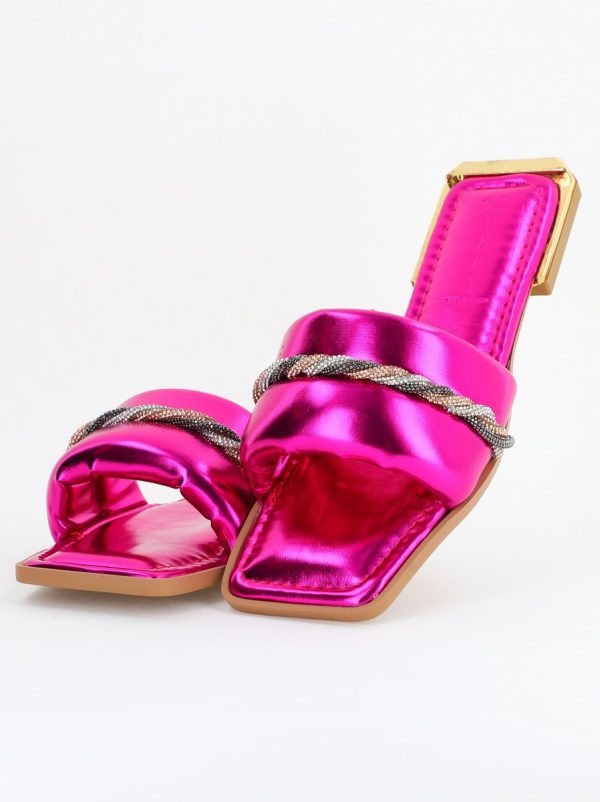 Saboti fără toc Piele Ecologica Roz Fuchsia metalizat (BS1002TR2403939) 119