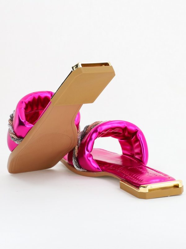 Saboti fără toc Piele Ecologica Roz Fuchsia metalizat (BS1002TR2403939) 120