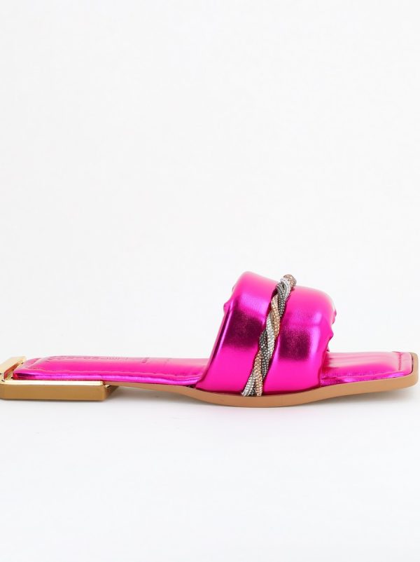 Saboti fără toc Piele Ecologica Roz Fuchsia metalizat (BS1002TR2403939) 121