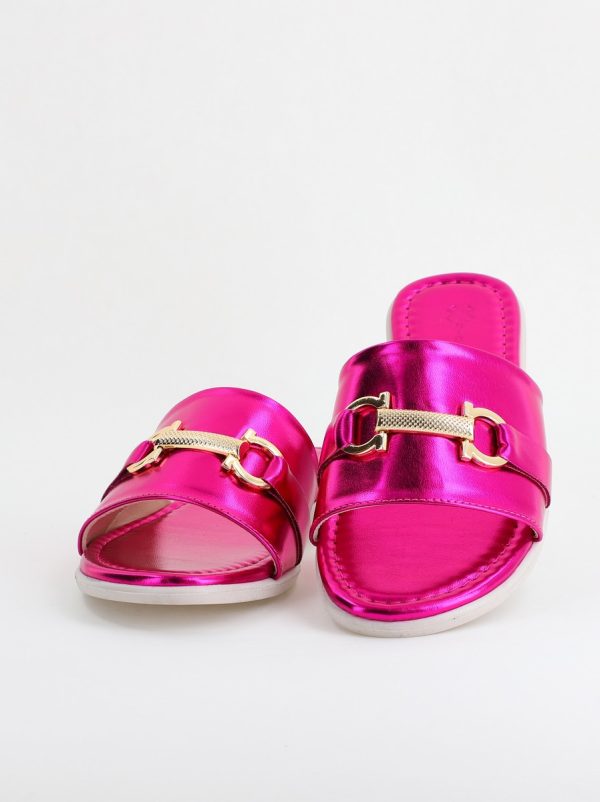 Saboți pentru Femei cu Elemente Metalice din Piele ecologică Fuchsia Metalic (BS140TR2404112) 120