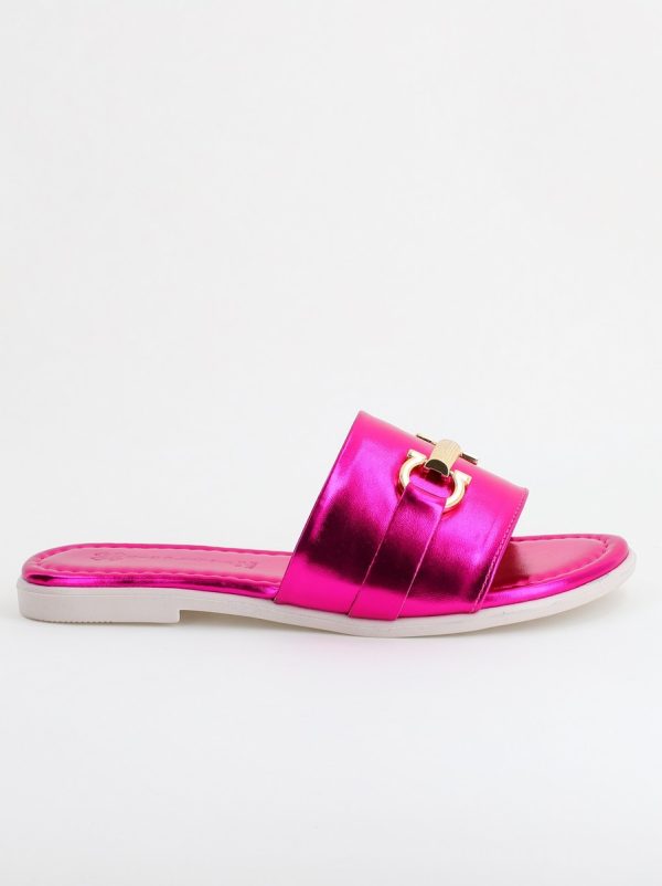 Saboți pentru Femei cu Elemente Metalice din Piele ecologică Fuchsia Metalic (BS140TR2404112) 122
