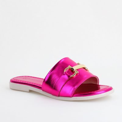 Saboți pentru Femei cu Elemente Metalice din Piele ecologică Fuchsia Metalic (BS140TR2404112)