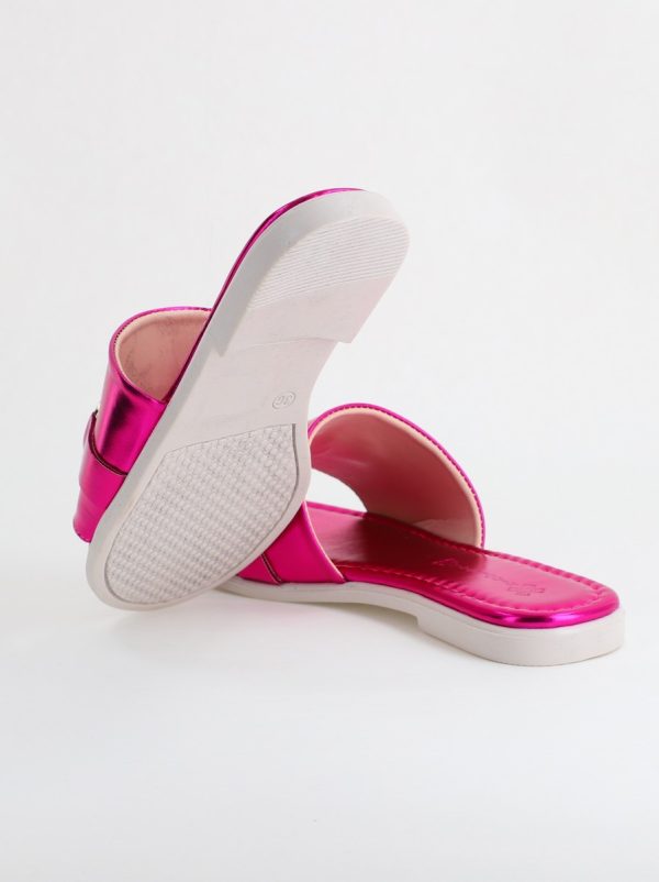 Saboți pentru Femei cu Elemente Metalice din Piele ecologică Fuchsia Metalic (BS140TR2404112) 124