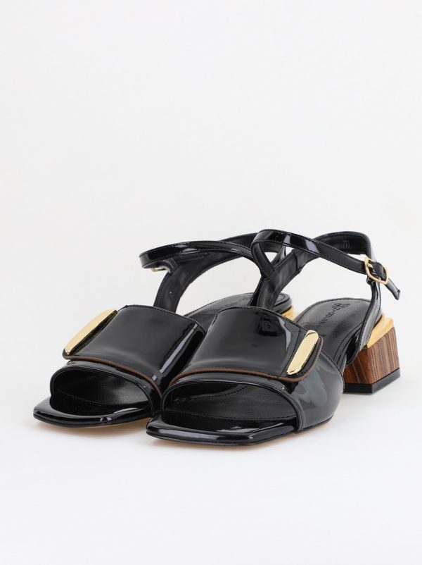 Sandale casual cu toc mic piele ecologică culoare Negru(BS101SN2403943) 119