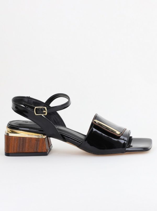 Sandale casual cu toc mic piele ecologică culoare Negru(BS101SN2403943) 121