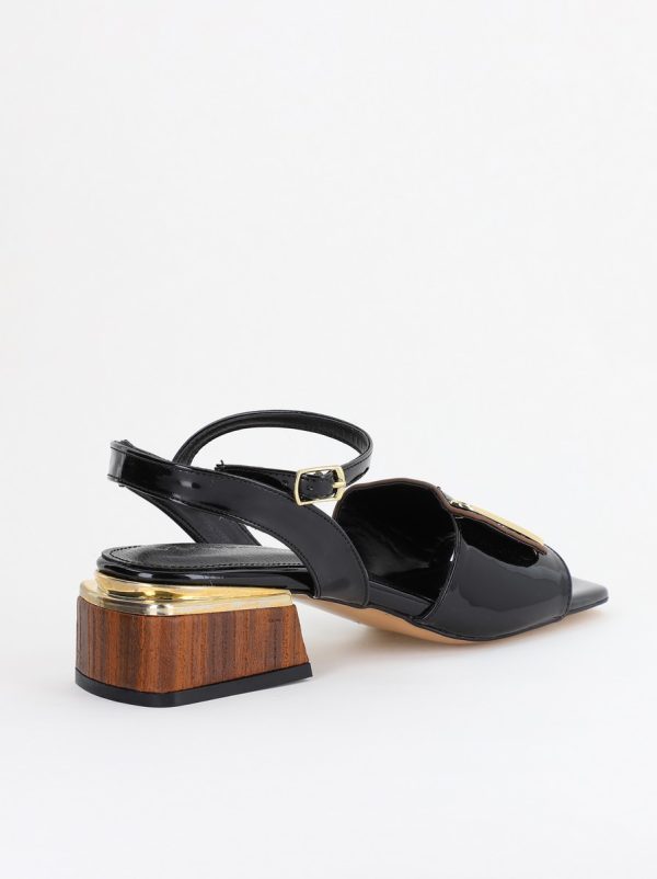 Sandale casual cu toc mic piele ecologică culoare Negru(BS101SN2403943) 123
