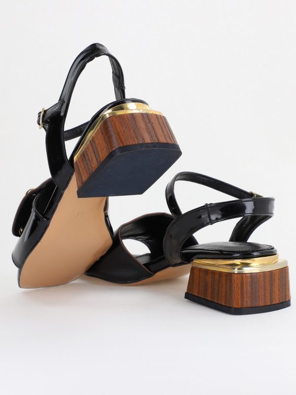 Sandale casual cu toc mic piele ecologică culoare Negru(BS101SN2403943) 120