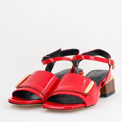 Sandale casual cu toc mic piele ecologică culoare Roșu (BS101SN2403941)