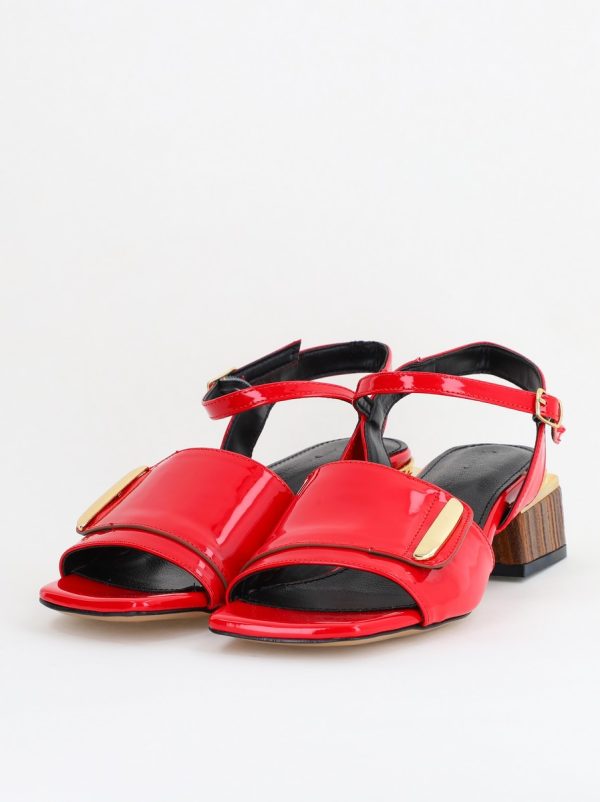 Sandale casual cu toc mic piele ecologică culoare Roșu (BS101SN2403941) 119