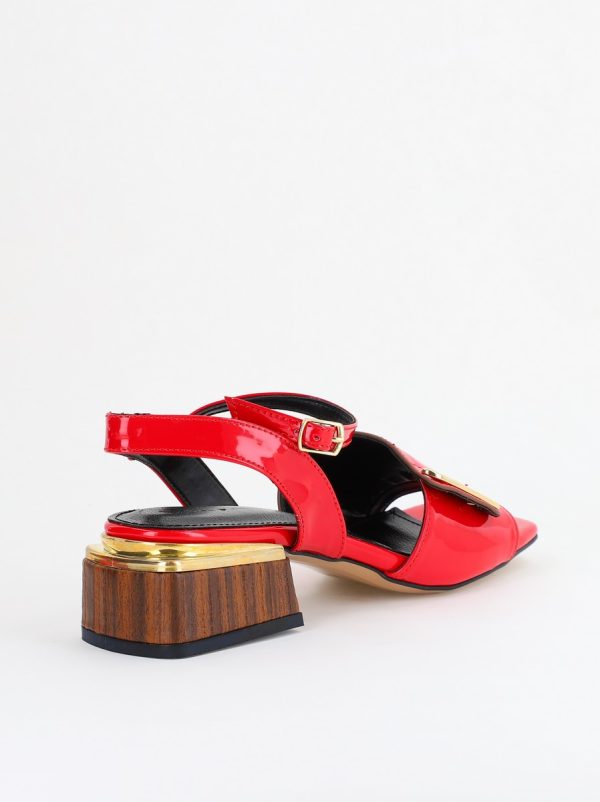 Sandale casual cu toc mic piele ecologică culoare Roșu (BS101SN2403941) 123