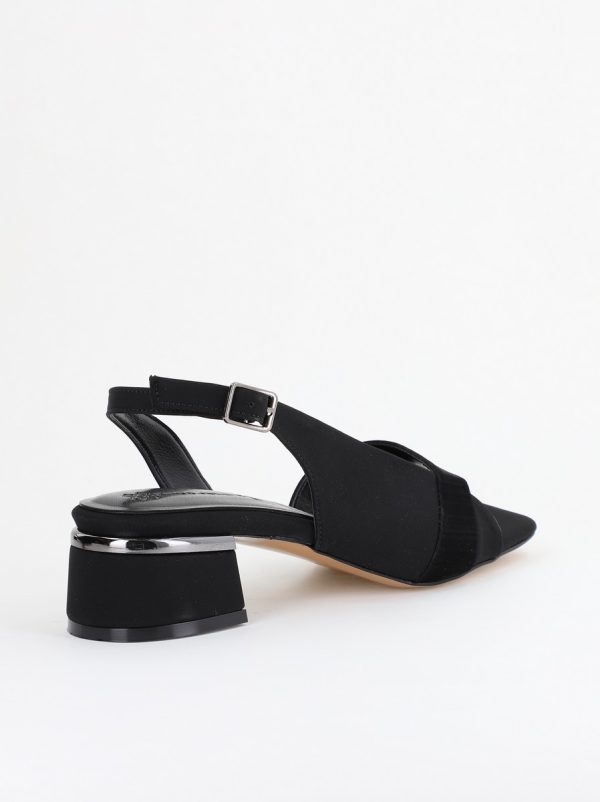 Sandale casual cu toc mic piele ecologică Negru satinat (BS104SN2403913) 126