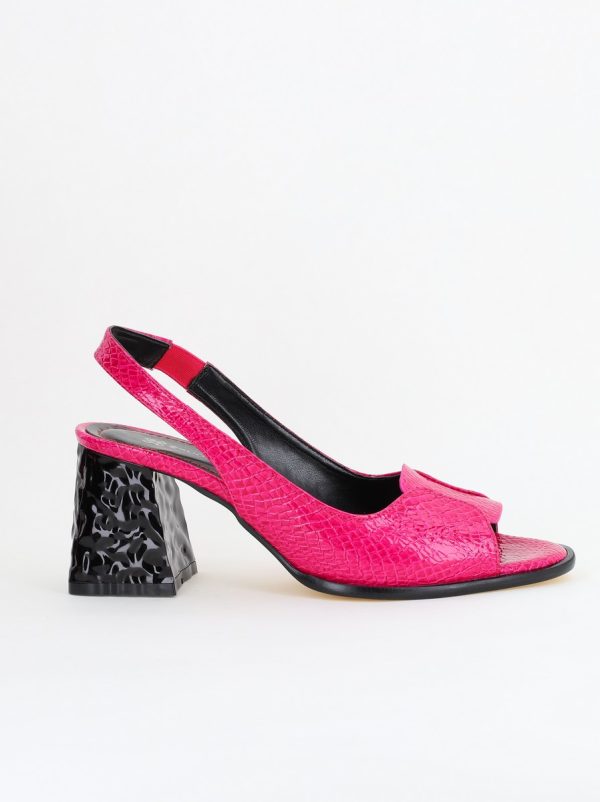 Sandale cu Toc gros Varf Rotund culoare Fuchsia lac (BS671SN2404082) 122