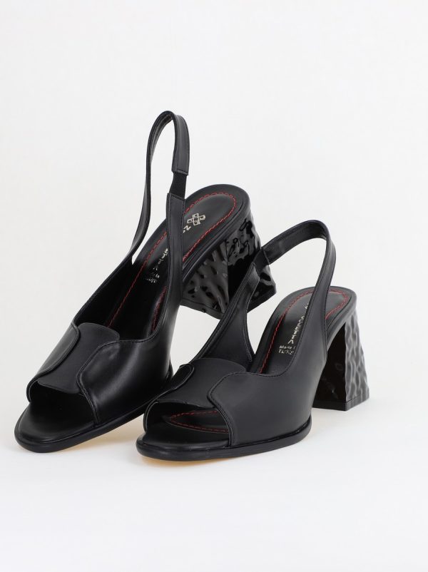 Sandale cu Toc gros Varf Rotund culoare Negru (BS671SN2404079) 120