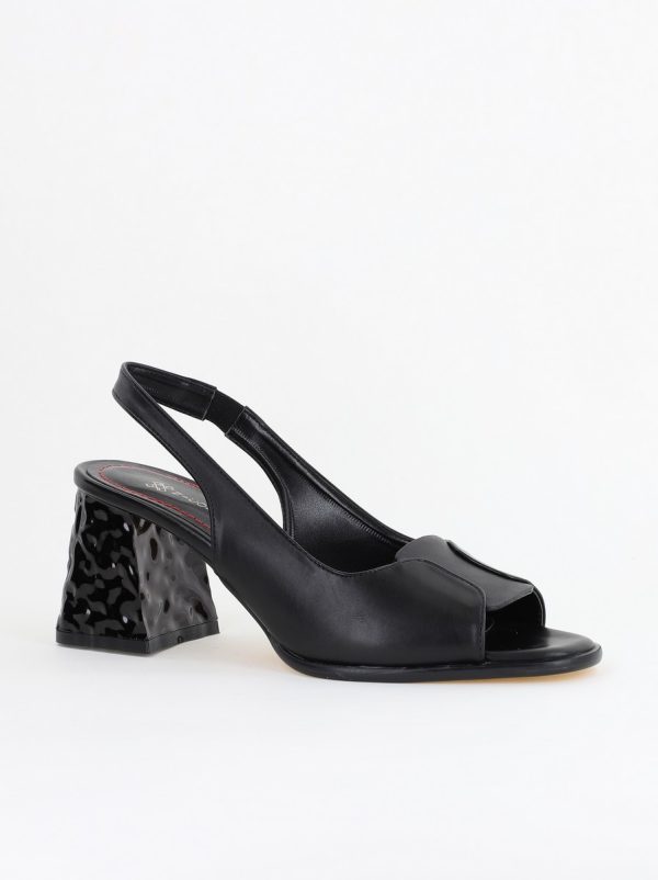 Incaltaminte Dama - Sandale cu Toc gros Varf Rotund culoare Negru (BS671SN2404079)