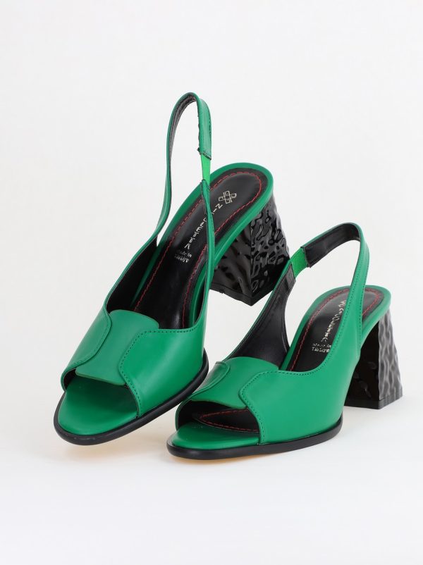Sandale cu Toc gros Varf Rotund culoare Verde (BS671SN2404081) 120