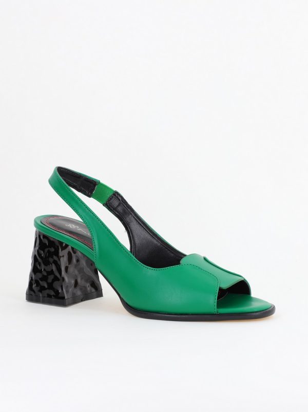 Incaltaminte Dama - Sandale cu Toc gros Varf Rotund culoare Verde (BS671SN2404081)
