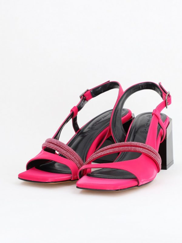 Sandale Damă cu Toc Vârf Drept Piele Ecologică fuchsia efect vid (BS405SN2404124) 120