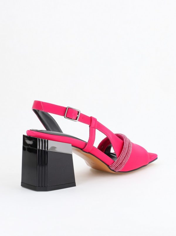 Sandale Damă cu Toc Vârf Drept Piele Ecologică fuchsia efect vid (BS405SN2404124) 126