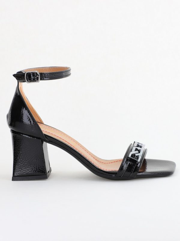 Sandale Damă cu Toc Vârf Drept Piele Ecologică Negru (BS6064SN2404041) 124