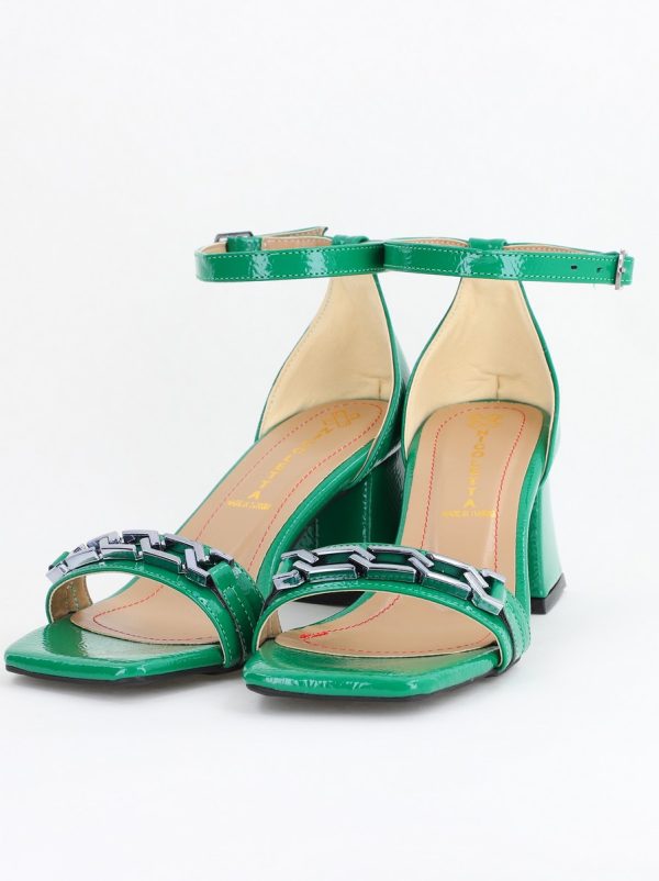 Sandale Damă cu Toc Vârf Drept Piele Ecologică Verde (BS6064SN2404086) 120