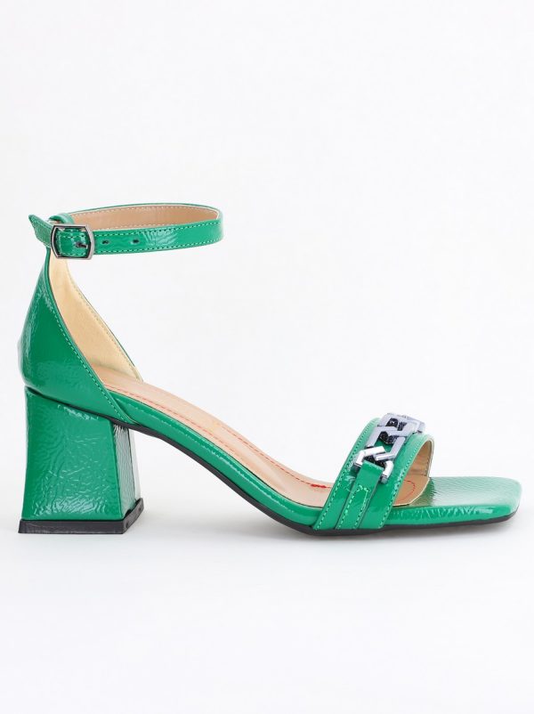 Sandale Damă cu Toc Vârf Drept Piele Ecologică Verde (BS6064SN2404086) 124